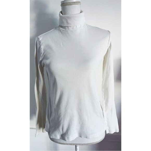 Talbots • Solid White Turtleneck Long Sleeve Blouse - Picture 1 of 5